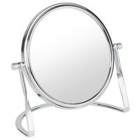 SCHMINKSPIEGEL Silberfarben  - Silberfarben, KONVENTIONELL, Glas/Metall (16/9,5cm) - Kela