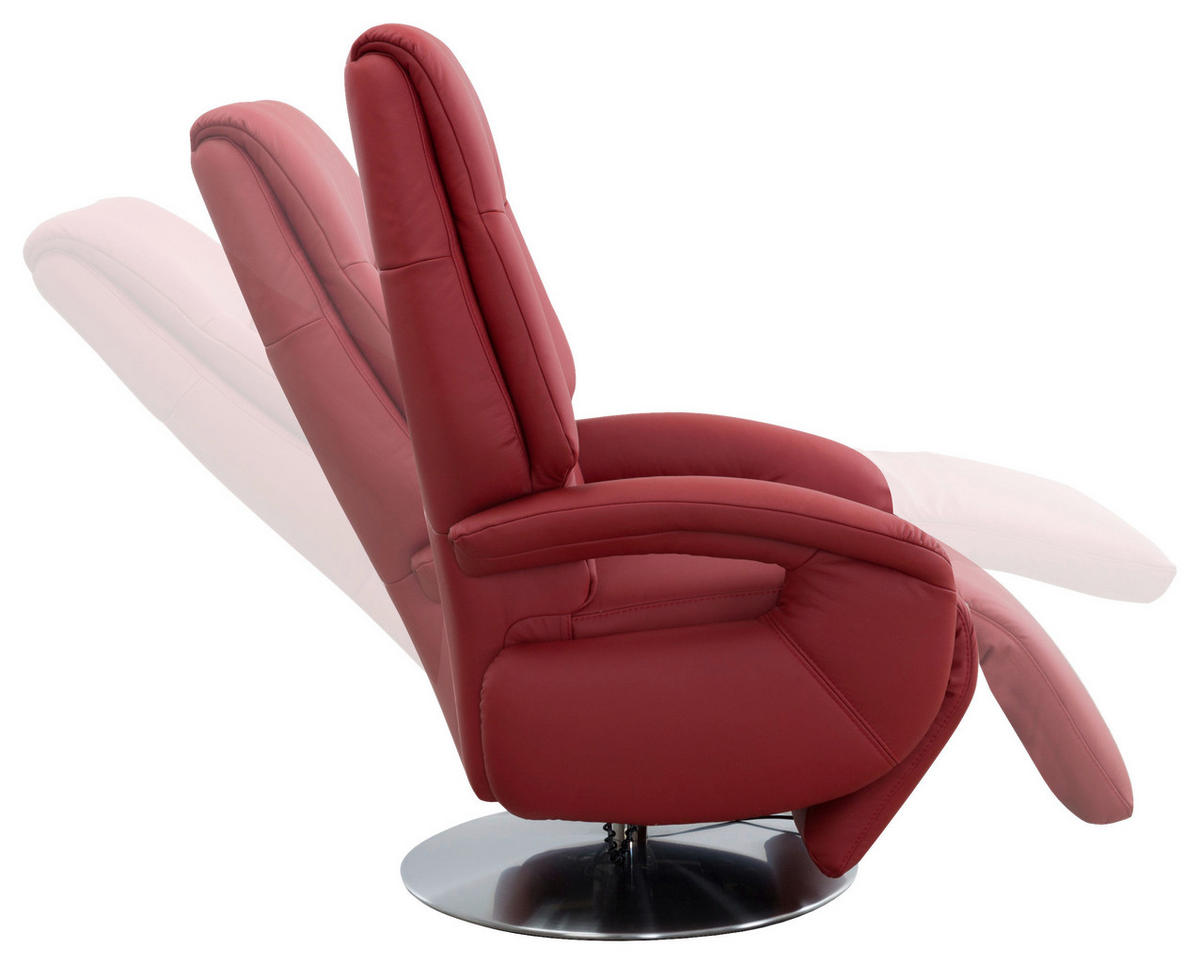 RELAXSESSEL Echtleder    - Chromfarben/Rot, KONVENTIONELL, Leder/Metall (74/111/77cm) - Sit & More