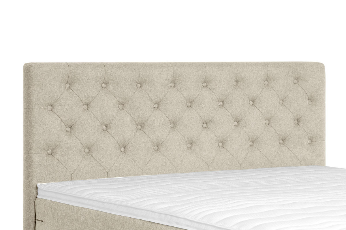 BOXSPRINGBETT 140/200 cm,  in Beige, Matratze, Topper, H3 + H5 = fest + hart  - Beige/Silberfarben, KONVENTIONELL, Textil/Metall (140/200cm) - Welnova