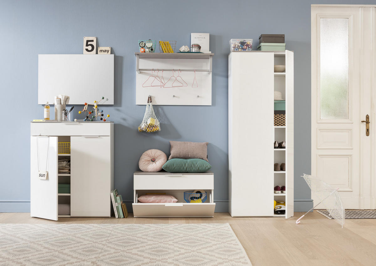 ELŐSZOBAPAD 90/50/35 cm  - világosszürke/fehér, Design, fém (90/50/35cm) - Carryhome