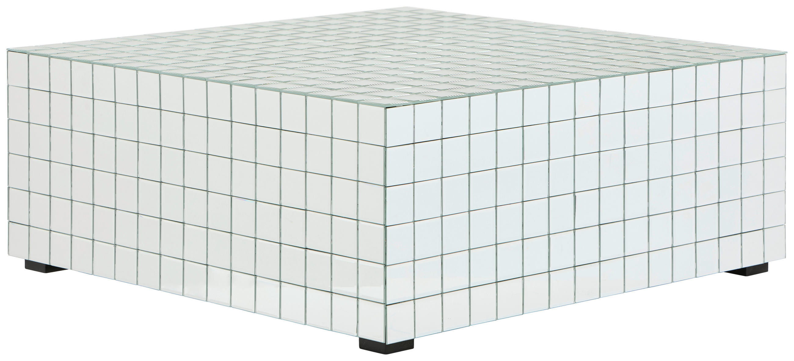 COUCHTISCH Spiegelglas quadratisch Klar  - Klar/Schwarz, Design, Glas/Holzwerkstoff (80/32/80cm) - MID.YOU