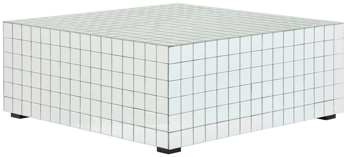 COUCHTISCH Spiegelglas quadratisch Klar  - Klar/Schwarz, Design, Glas/Holzwerkstoff (80/32/80cm) - MID.YOU