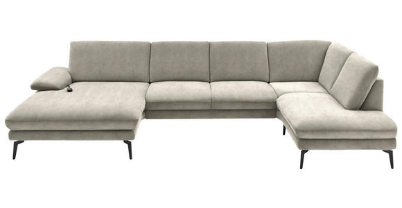 WOHNLANDSCHAFT in Velours Platinfarben - Platinfarben/Schwarz, Design, Textil/Metall (180/344/208cm) - Dieter Knoll