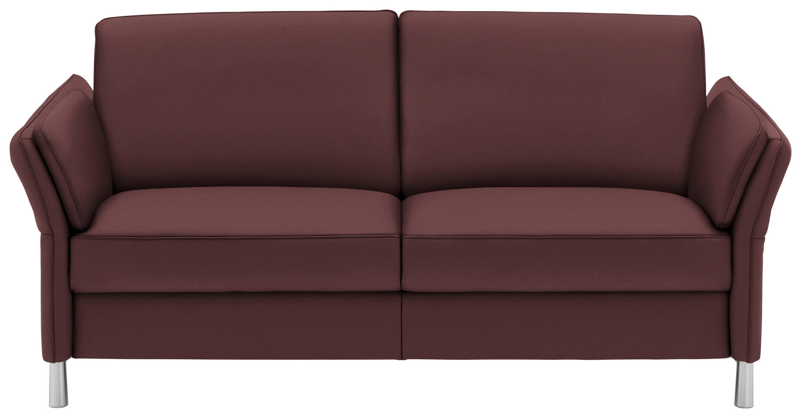 2,5-SITZER in Echtleder Weinrot  - Weinrot/Alufarben, Design, Leder/Metall (164cm) - Dieter Knoll