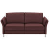 2,5-SITZER in Echtleder Weinrot  - Weinrot/Alufarben, Design, Leder/Metall (164cm) - Dieter Knoll