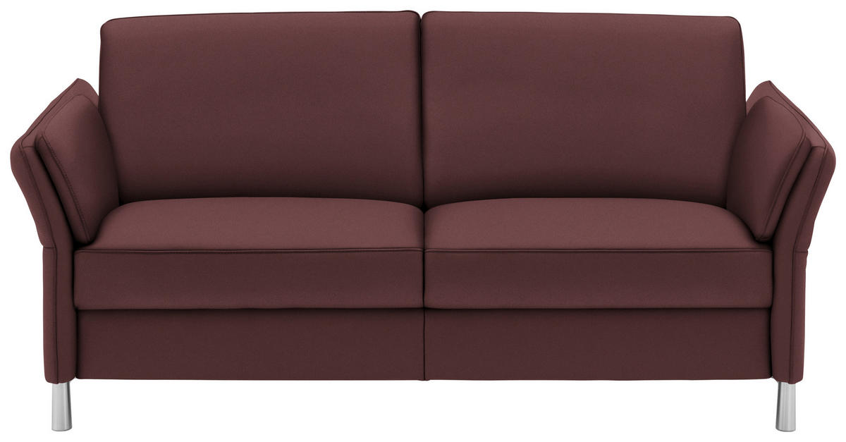 2,5-SITZER in Echtleder Weinrot  - Weinrot/Alufarben, Design, Leder/Metall (164cm) - Dieter Knoll