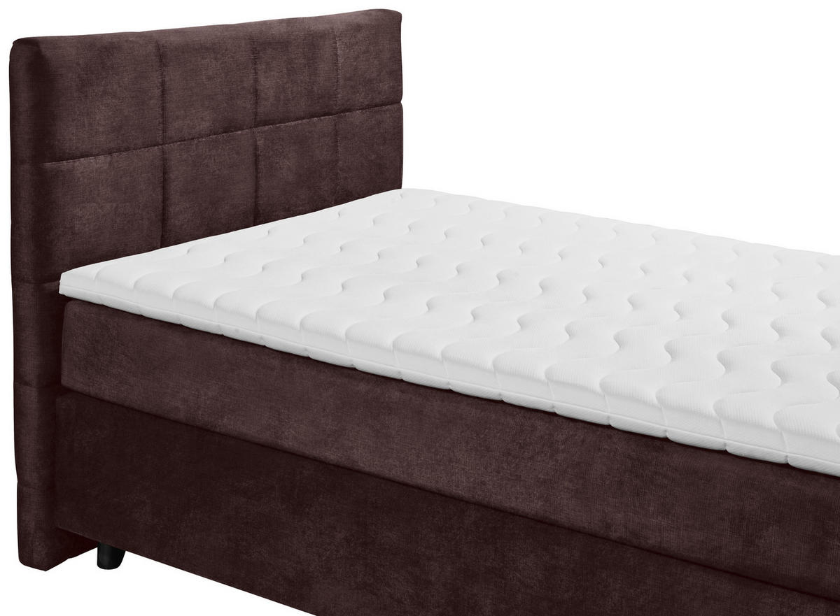 BOXSPRINGBETT 140/200 cm  in Aubergine  - Aubergine/Schwarz, Design, Holzwerkstoff/Kunststoff (140/200cm) - Xora