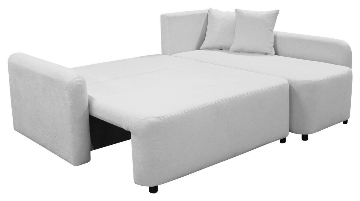 ECKSOFA STERN Hellgrau Bouclé Zierkissen, Rückenkissen, Bettkasten  - Hellgrau/Schwarz, Design, Kunststoff/Textil (207/152cm) - MID.YOU