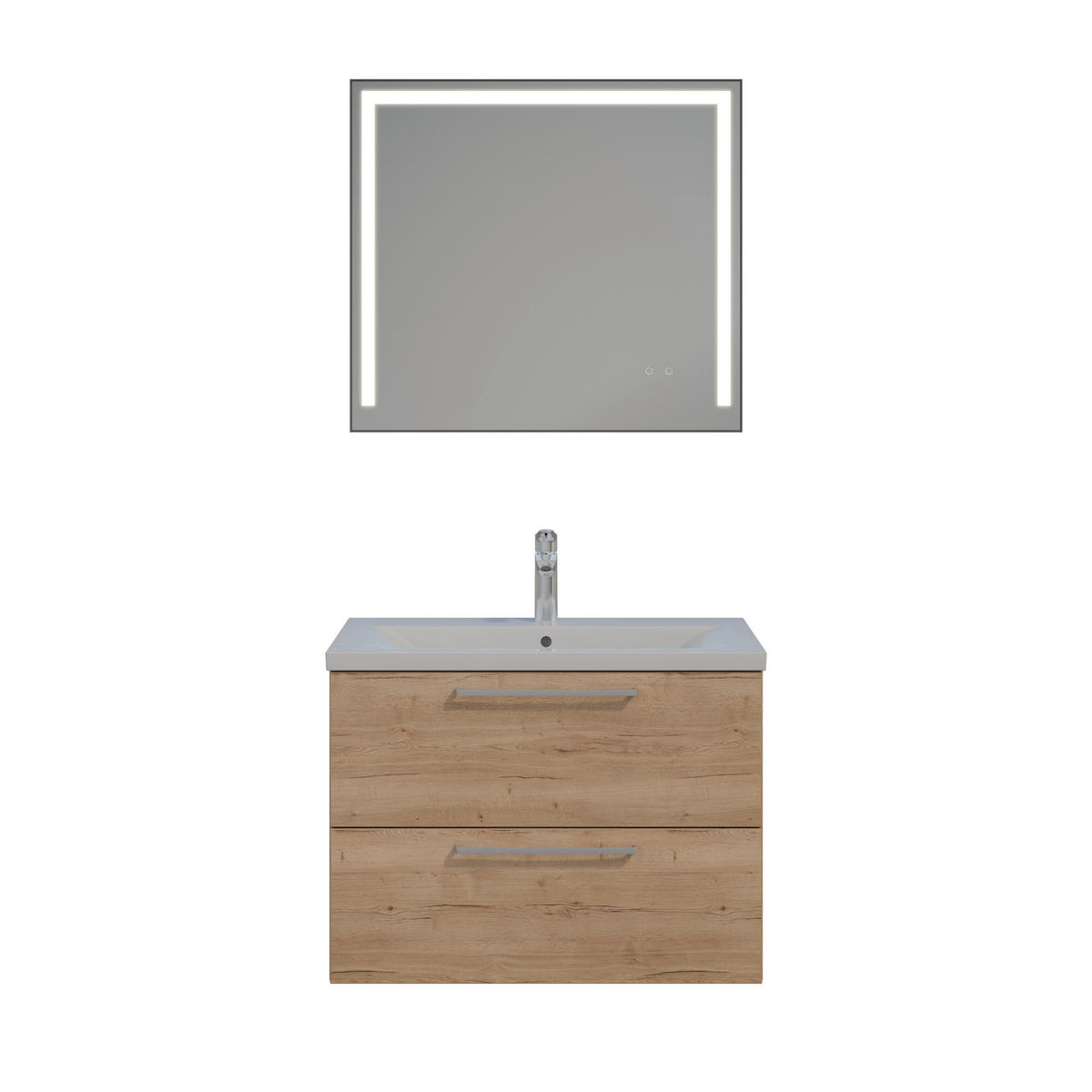 BADEZIMMER 3-teilig  in 81 cm  - Chromfarben/Eichefarben, MODERN, Keramik/Holzwerkstoff (81cm) - Celina Home