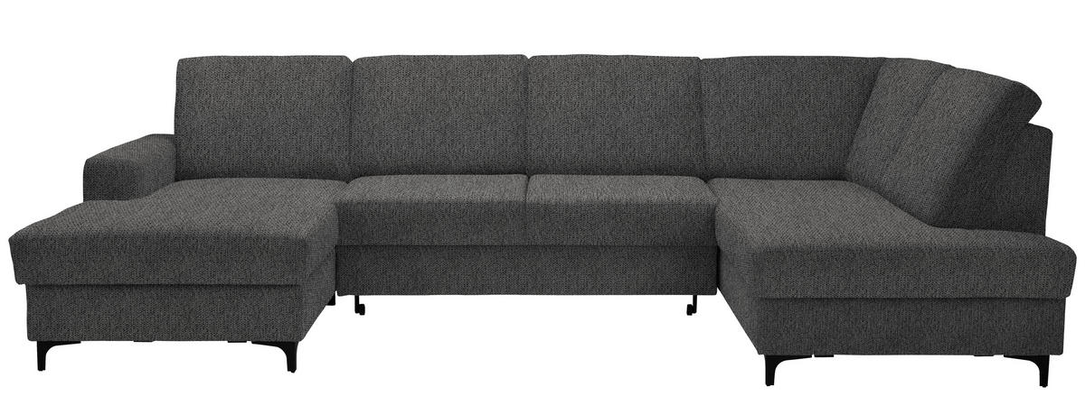 WOHNLANDSCHAFT Webstoff Graphitfarben  - Schwarz/Graphitfarben, Konventionell, Textil/Metall (167/317/185cm) - Stylife