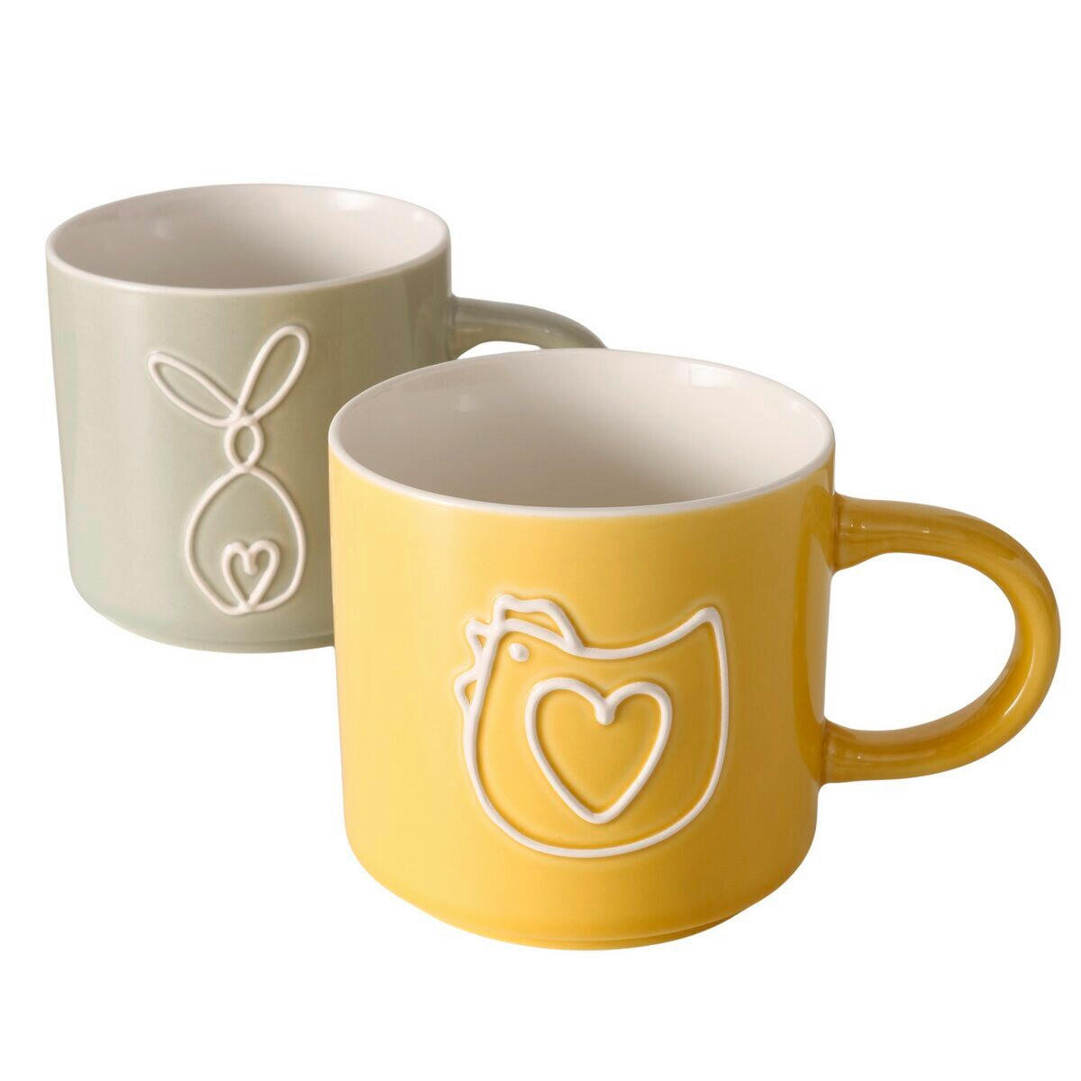 BECHER    - Dunkelgrün/Dunkelgelb, LIFESTYLE, Keramik (9,3/8,9cm)