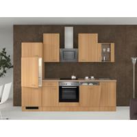 KÜCHENBLOCK 280 cm   in Buchefarben  - Edelstahlfarben/Beige, MODERN, Glas/Holzwerkstoff (280cm) - FlexWell