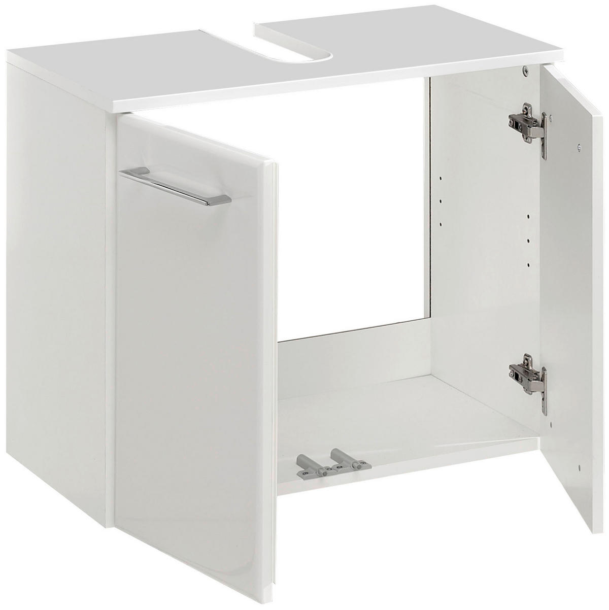 WASCHBECKENUNTERSCHRANK 60/53/33 cm  - Chromfarben/Weiß Hochglanz, Basics, Holzwerkstoff/Metall (60/53/33cm) - Pelipal