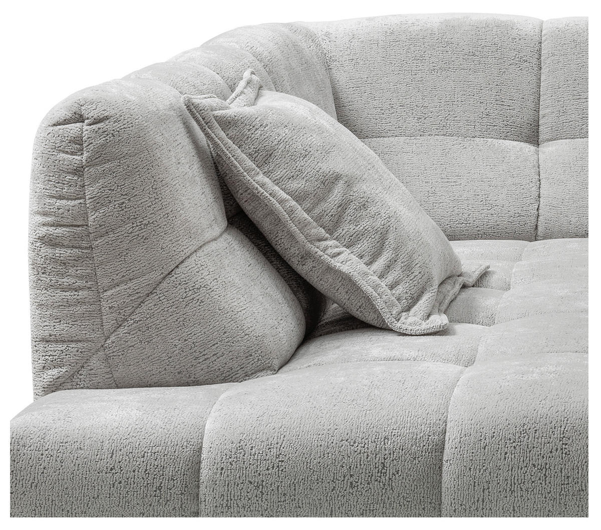 ECKSOFA ITALIA in Chenille Silberfarben  203/254 cm  - Silberfarben/Schwarz, MODERN, Kunststoff/Textil (203/254cm) - Livetastic