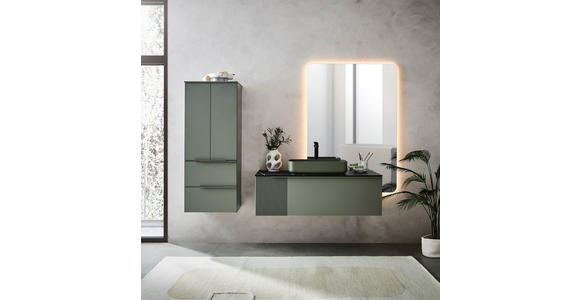 MIDISCHRANK 50/125/37 cm  - Schwarz/Hellgrün, KONVENTIONELL, Glas/Holzwerkstoff (50/125/37cm) - Dieter Knoll