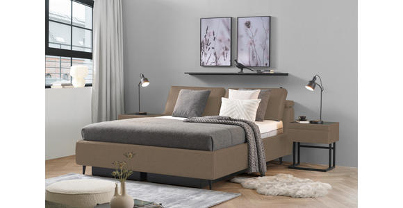 POLSTERBETT Matratze, Lattenrost Hellbraun 180/200 cm - Hellbraun/Anthrazit, Design, Holz/Textil (180/200cm) - Johann Jakob