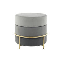 HOCKER Samt Grau, Goldfarben  - Goldfarben/Grau, Basics, Textil/Metall (48,5/46/48,5cm) - Kayoom
