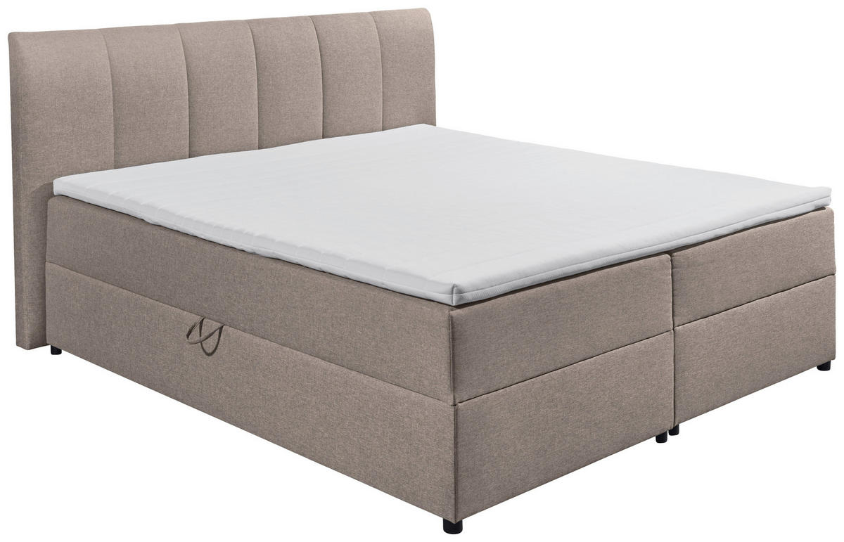 POSTEL BOXSPRING, 180/200 cm, jílová barva - černá/jílová barva, Basics, textil/plast (180/200cm) - MID.YOU