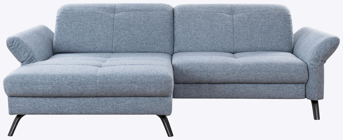 ECKSOFA Blau Flachgewebe  - Blau/Schwarz, KONVENTIONELL, Textil/Metall (170/262cm) - SetOne by Musterring