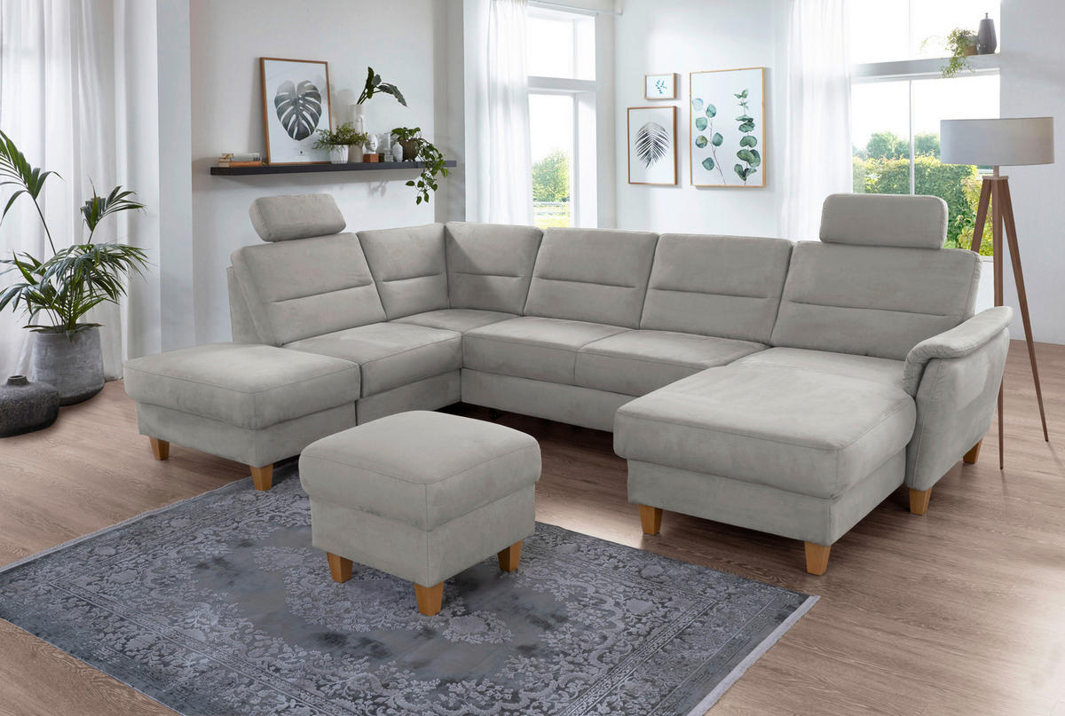 WOHNLANDSCHAFT in Mikrofaser Anthrazit  - Eichefarben/Anthrazit, Konventionell, Holz/Textil (212/308/163cm) - Sit & More