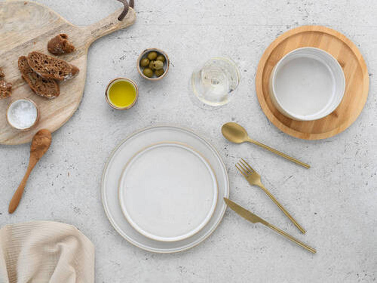 JÍDELNÍ SOUPRAVA, kamenina - bílá/pískové barvy, Trend, keramika - Creatable