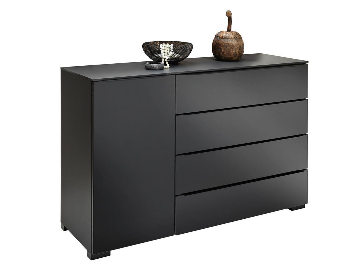 KOMMODE 120/77/40 cm  in Anthrazit, Schwarz, Eiche dunkel  - Eiche dunkel/Anthrazit, Design, Glas/Holz (120/77/40cm) - Dieter Knoll