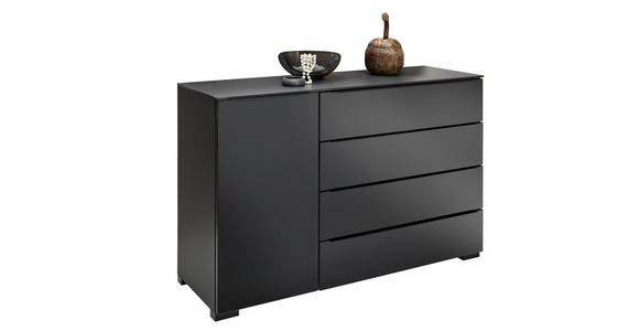 KOMMODE 120/77/40 cm in Anthrazit, Schwarz, Eiche dunkel - Eiche dunkel/Anthrazit, Design, Glas/Holz (120/77/40cm) - Dieter Knoll