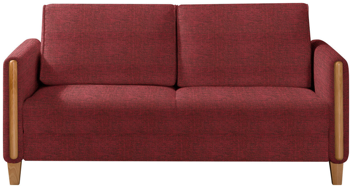 SCHLAFSOFA Webstoff Rot, Buchefarben Fussart wählbar, Stoffauswahl, Rücken echt, Armteil links, Armteil rechts  - Buchefarben/Rot, Design, Holz/Textil (174/88/104cm) - Niels Andersson