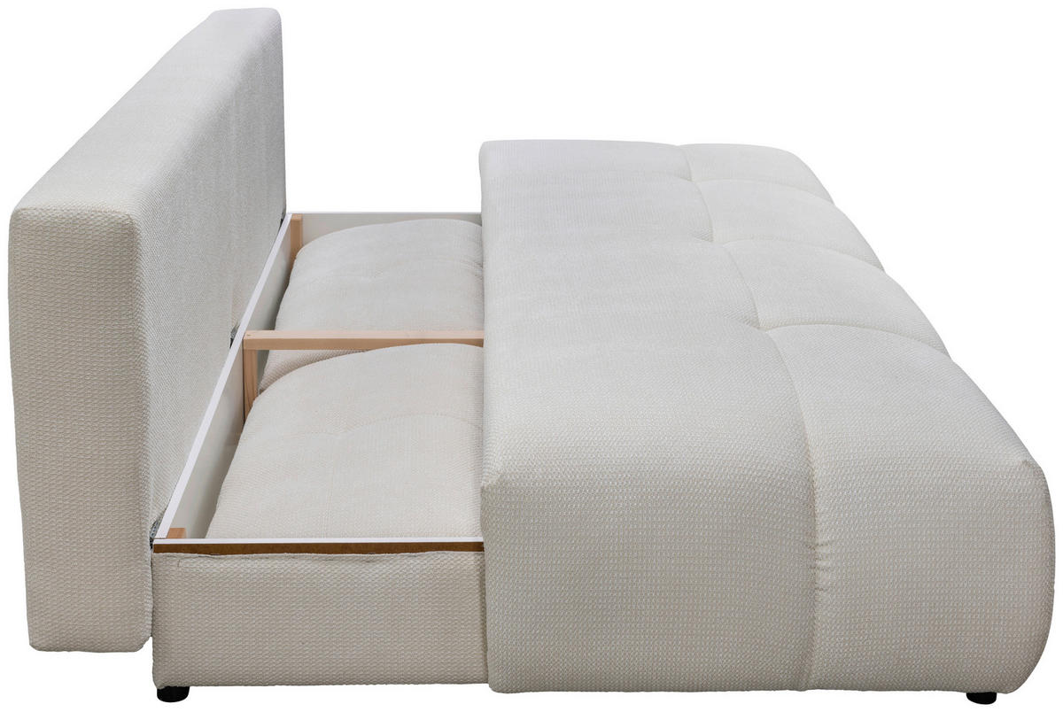 SCHLAFSOFA Struktur Creme  - Creme/Schwarz, Design, Textil (208/92/104cm) - MID.YOU