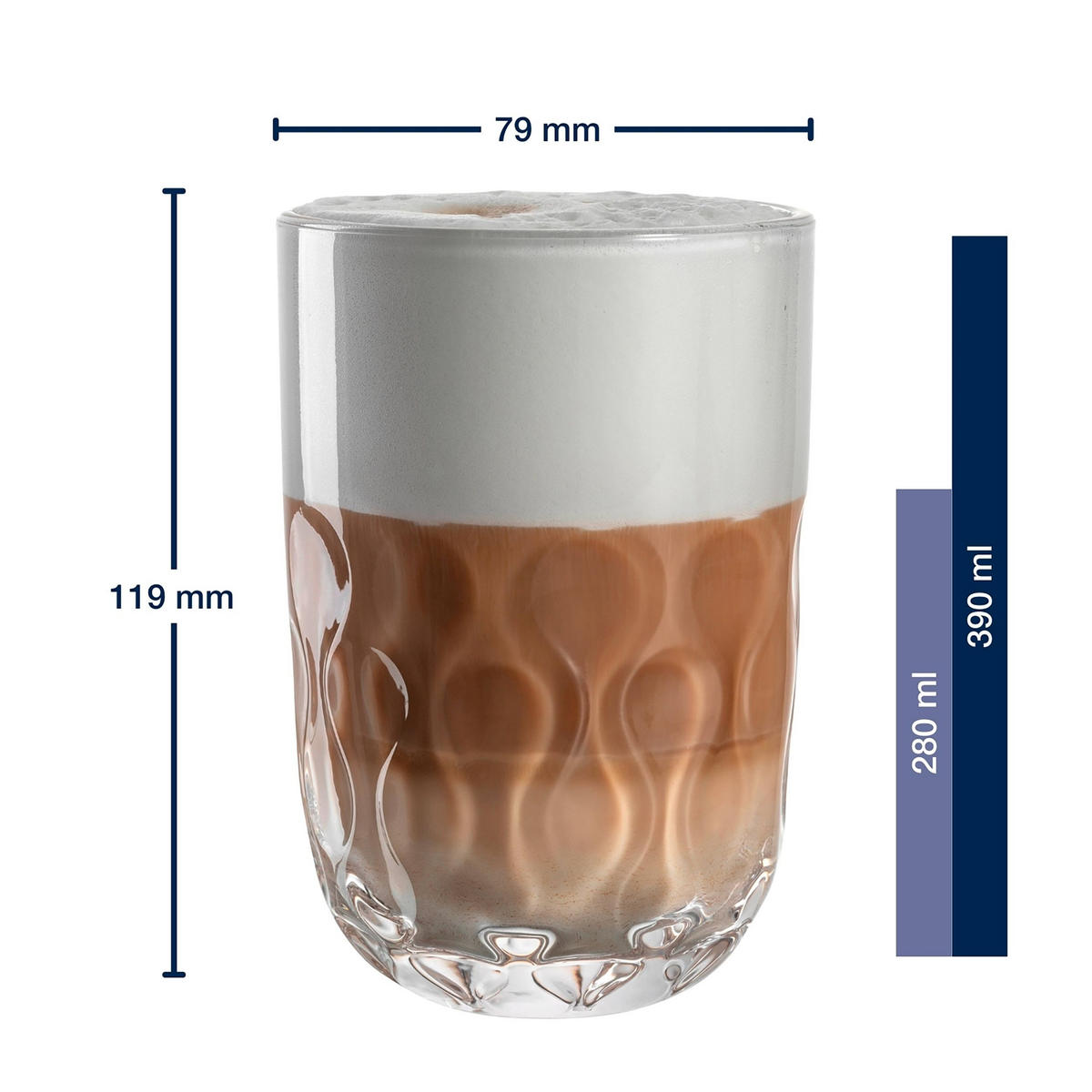 LATTE-MACCHIATO-GLAS - Klar, Basics, Glas (7,9/11,9/7,9cm) - Leonardo