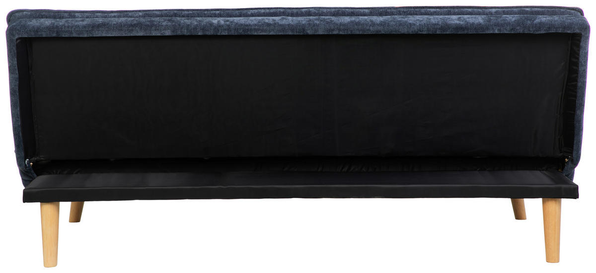 SCHLAFSOFA Chenille Blau, Grau, Orange  - Blau/Naturfarben, Design, Holz/Textil (180/77/91cm) - MID.YOU
