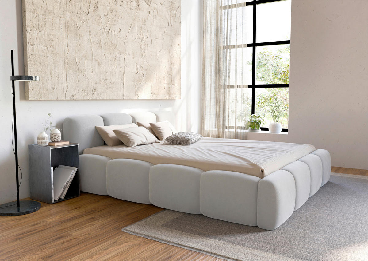 POLSTERBETT Lattenrost, Bettkasten Weiß 180/200 cm  - Schwarz/Weiß, Design, Holz/Textil (180/200cm) - Carryhome