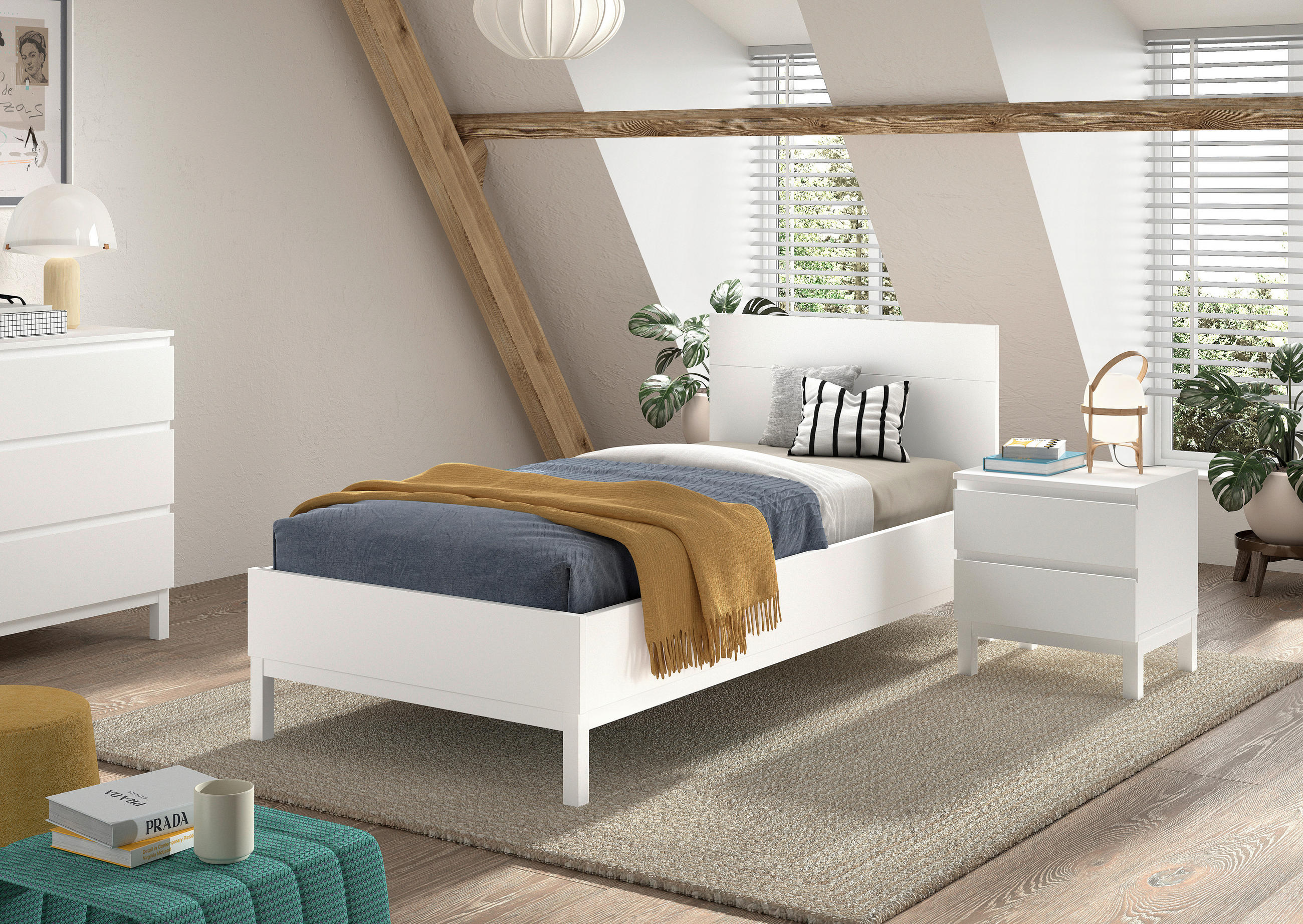 EINZELZIMMER Weiß  - Weiß, MODERN, Holz - MID.YOU