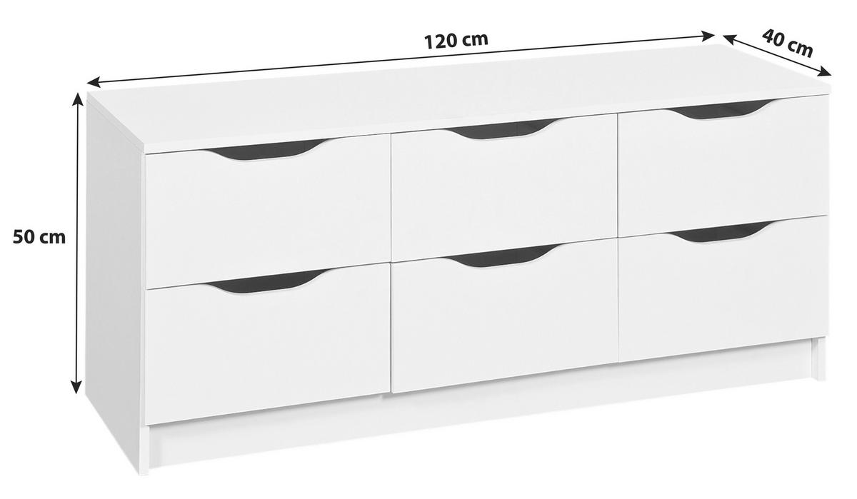 KOMODA, biela, 120/50/40 cm - biela, Lifestyle, kompozitné drevo (120/50/40cm) - MID.YOU