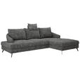 ECKSOFA in Webstoff Schwarz  - Schwarz, KONVENTIONELL, Textil/Metall (293/183cm) - Carryhome