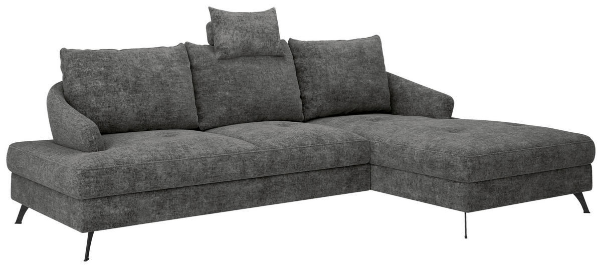 ECKSOFA in Webstoff Schwarz  - Schwarz, Konventionell, Textil/Metall (293/183cm) - Carryhome