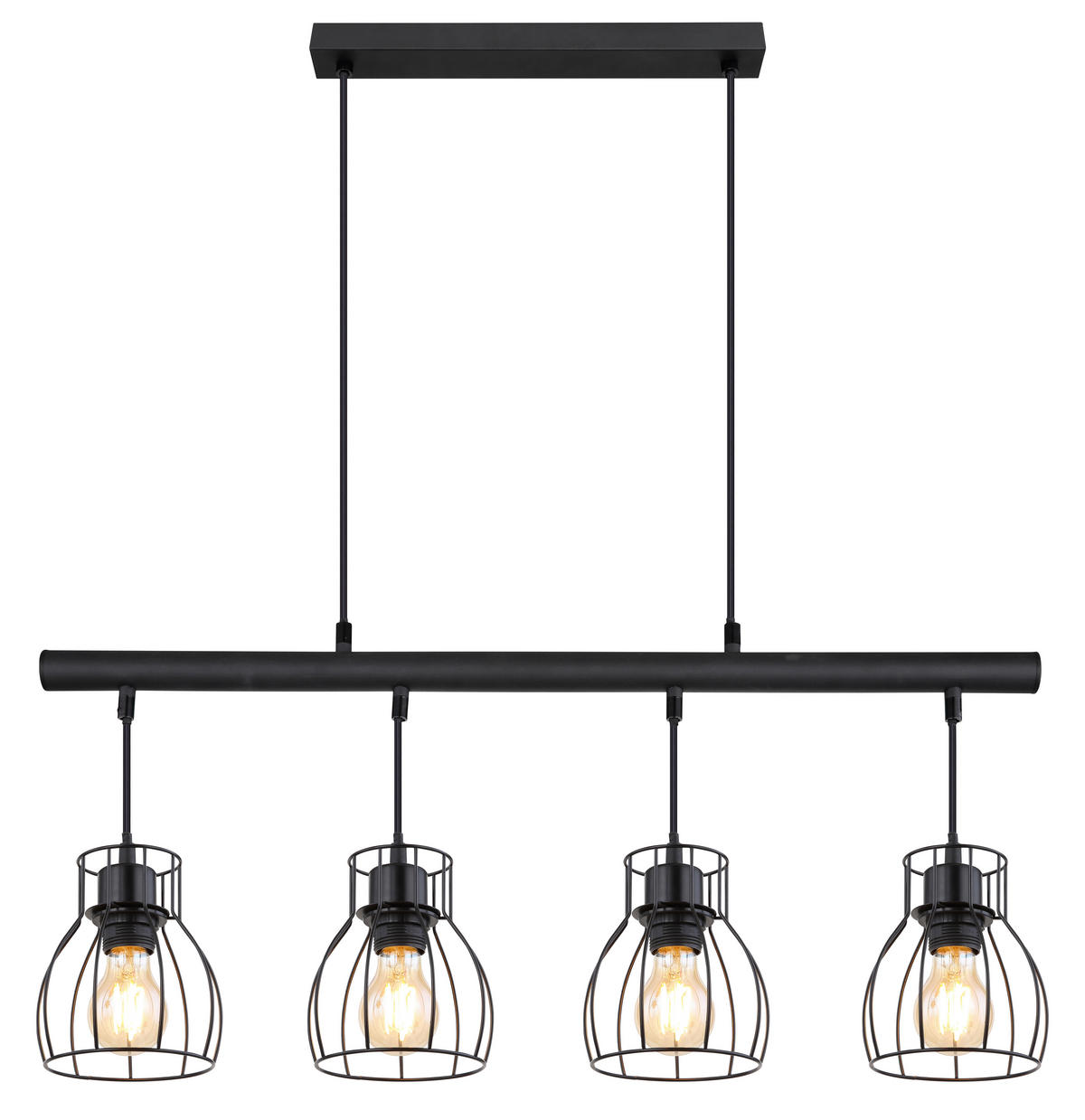 LED-HÄNGELEUCHTE Mina 77/14/120 cm   - Schwarz, Trend, Kunststoff/Metall (77/14/120cm) - Globo