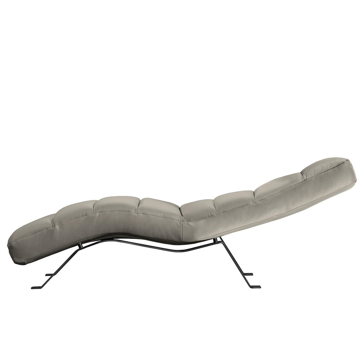 RELAXLIEGE Echtleder Grau  - Schwarz/Grau, Design, Leder/Metall (65/65-95/171cm) - Livetastic