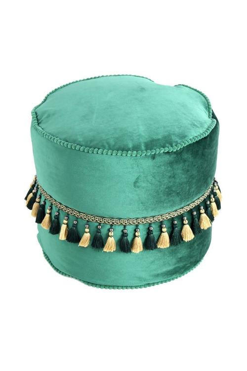 POUF in Grün, Goldfarben Textil  - Goldfarben/Grün, LIFESTYLE, Textil (45/38/45cm) - Kayoom