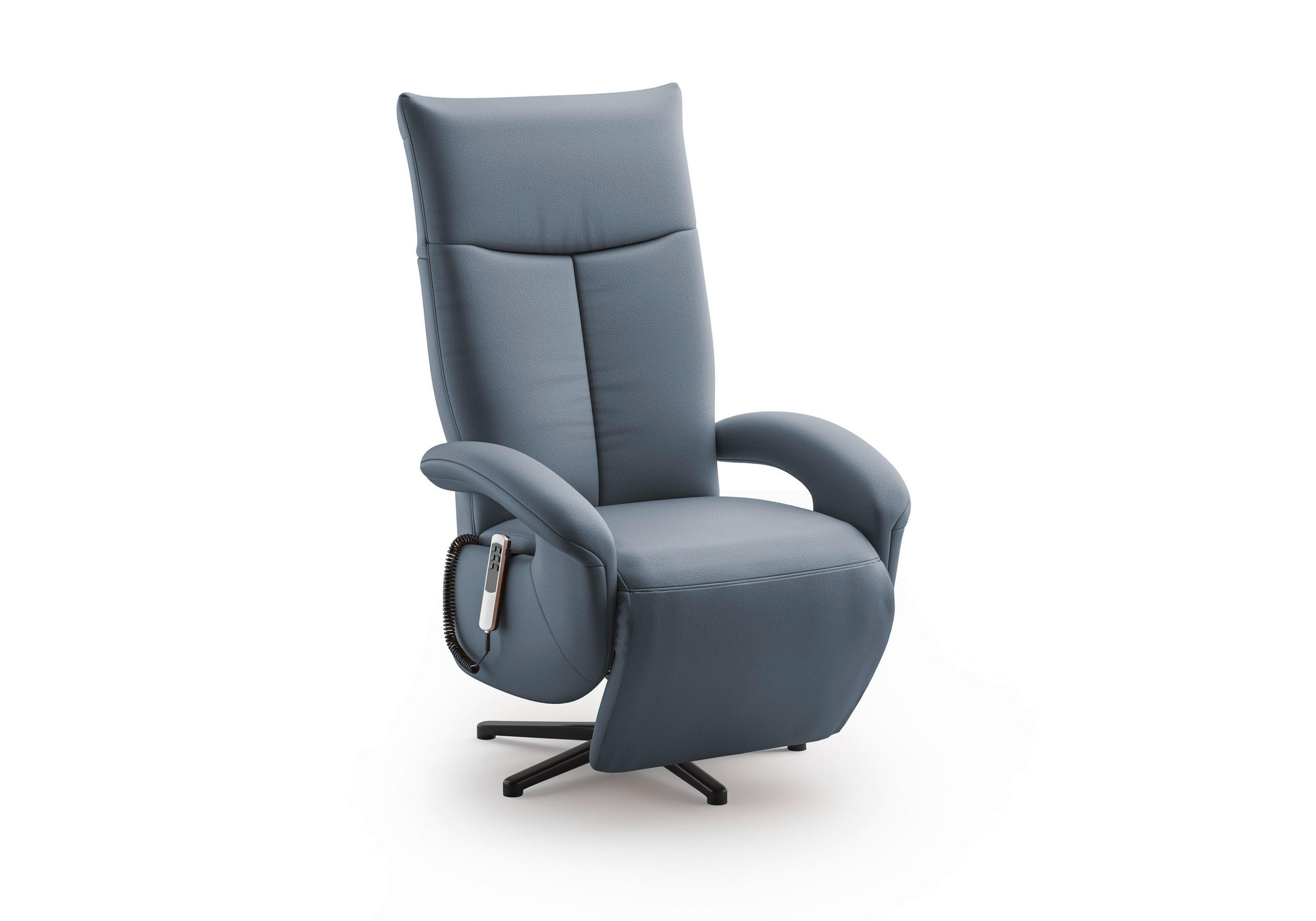 SESSEL in Echtleder Graublau  - Graublau/Schwarz, KONVENTIONELL, Leder/Metall (74/112/82cm) - Sit & More