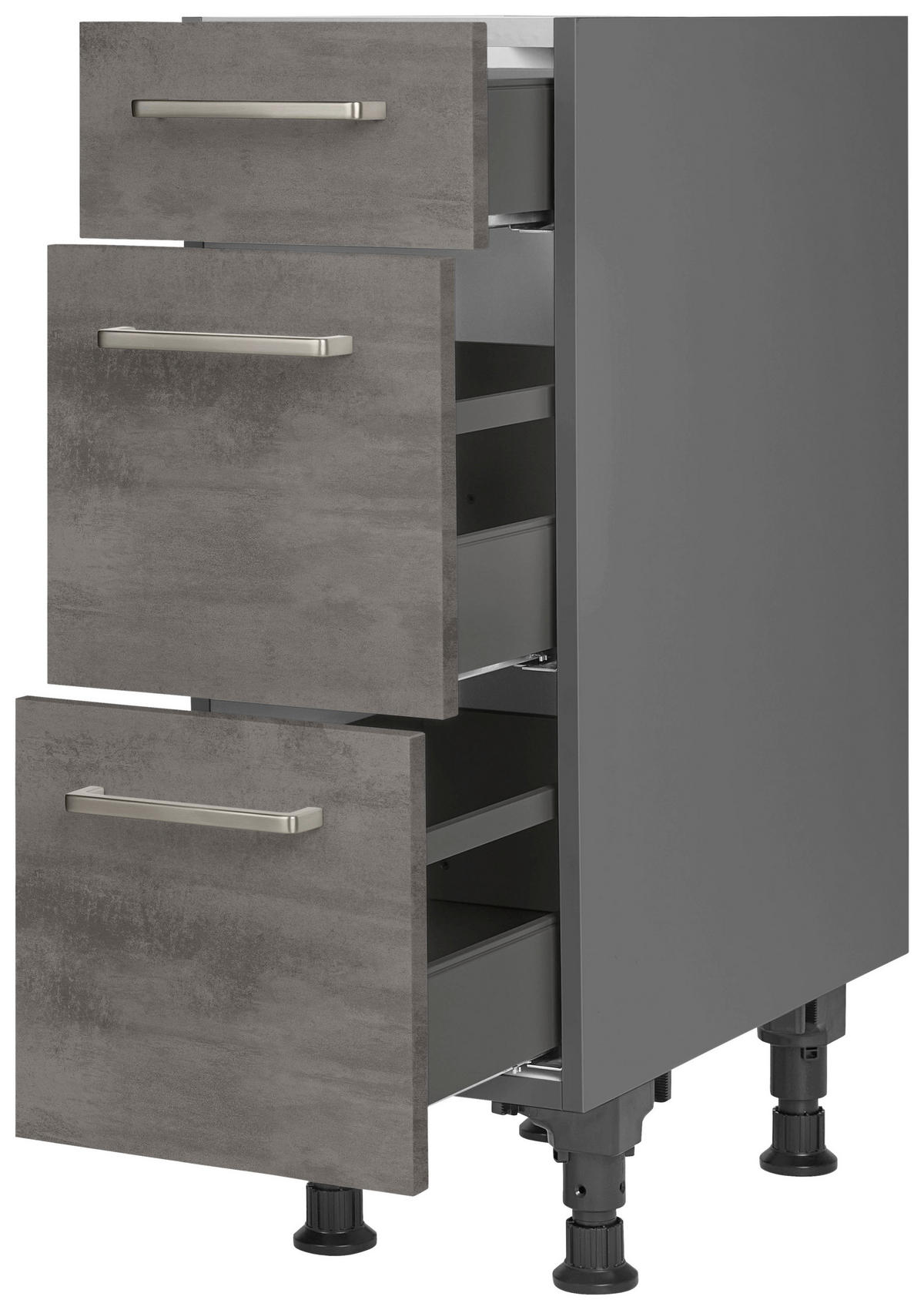 SCHUBKASTENUNTERSCHRANK 30/87/56 cm  in Schieferfarben  - Schieferfarben/Edelstahlfarben, MODERN, Holzwerkstoff/Metall (30/87/56cm) - Nobilia