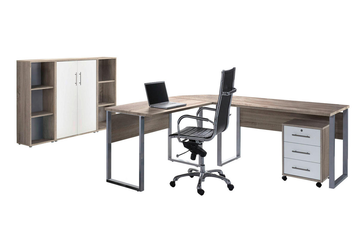 BÜRO - Weiß/Sonoma Eiche, MODERN, Holzwerkstoff - MID.YOU