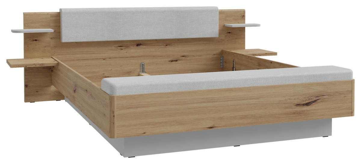 BETTANLAGE 180/200 cm  in Grau, Eiche Artisan   - Eiche Artisan/Grau, Konventionell, Holzwerkstoff/Textil (180/200cm) - Ti'me