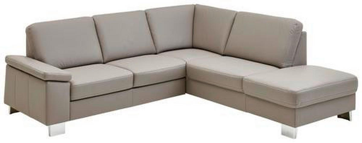 ECKSOFA in Echtleder Hellgrau  248/235 cm  - Beige/Hellgrau, Design, Leder/Metall (248/235cm) - Beldomo Premium