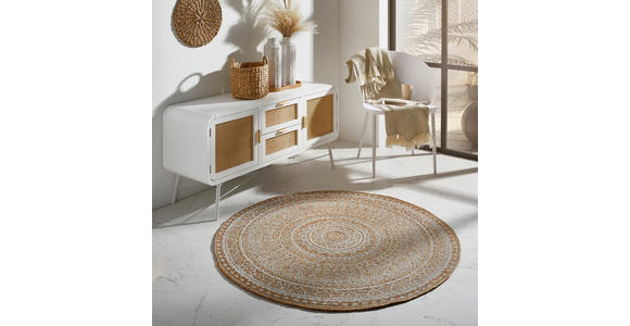 JUTETEPPICH 120 cm Agra White Naturfarben, Weiß  - Naturfarben/Weiß, Natur, Textil (120cm) - Linea Natura