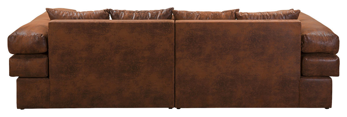 BIGSOFA in Lederlook (vegan) Braun  - Schwarz/Braun, Design, Kunststoff/Textil (284/94/148cm) - Livetastic