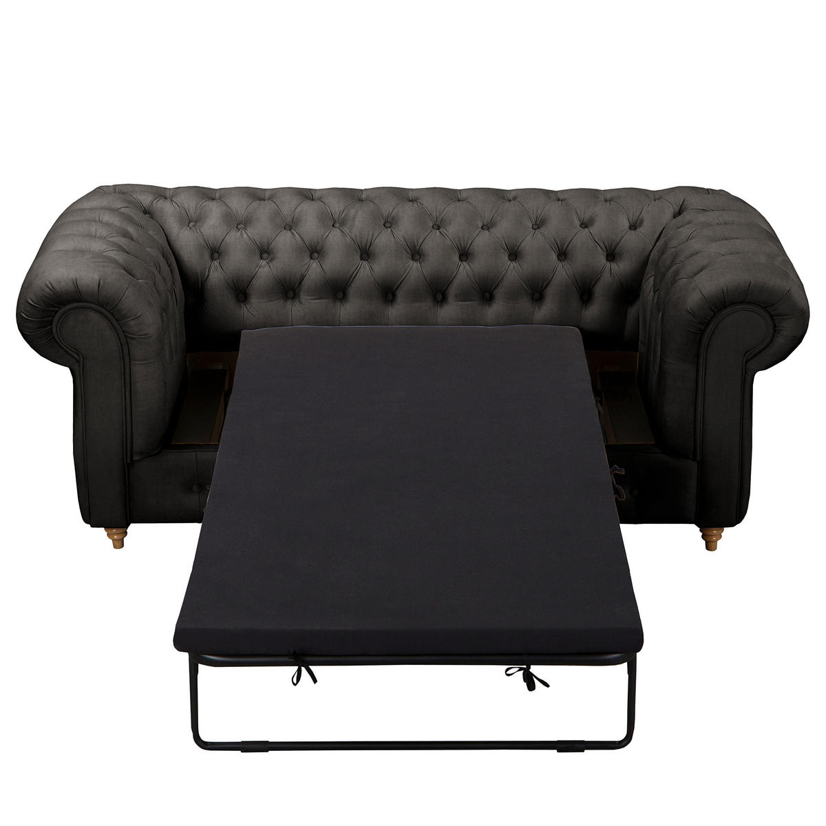 SCHLAFSOFA Mikrofaser Anthrazit Armteil links, Armteil rechts  - Anthrazit/Braun, Design, Holz/Textil (190/74/91cm) - P & B