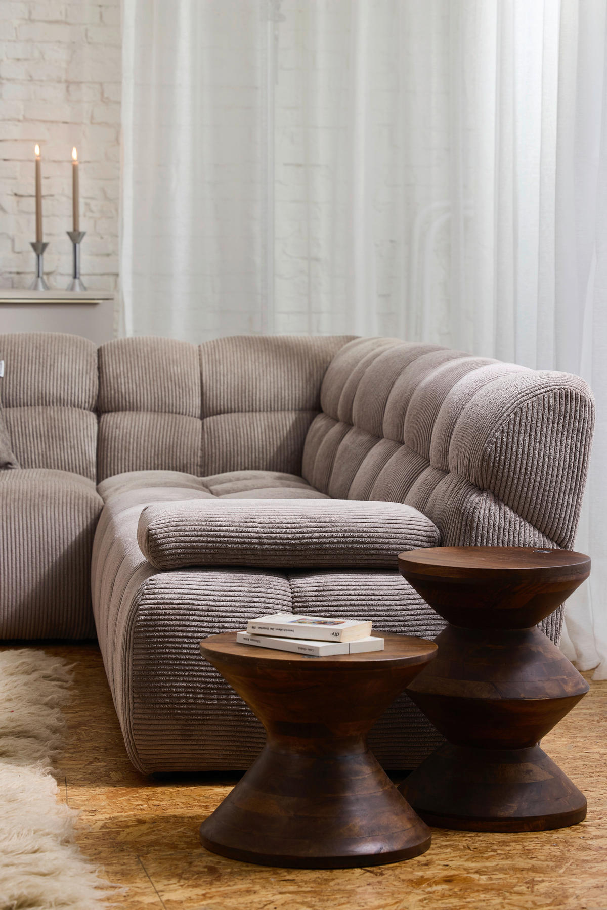 ECKSOFA Braun Cord Rücken echt  - Schwarz/Braun, KONVENTIONELL, Kunststoff/Textil (195/265cm) - Tom Tailor