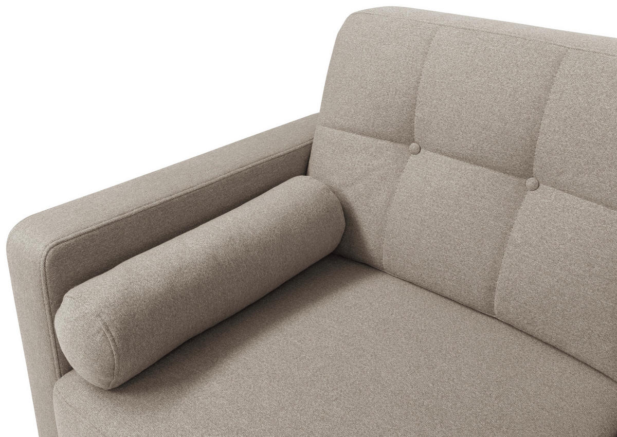 ECKSOFA in Chenille Beige  - Beige/Eiche Wotan, Konventionell, Holz/Textil (242/242cm) - MID.YOU