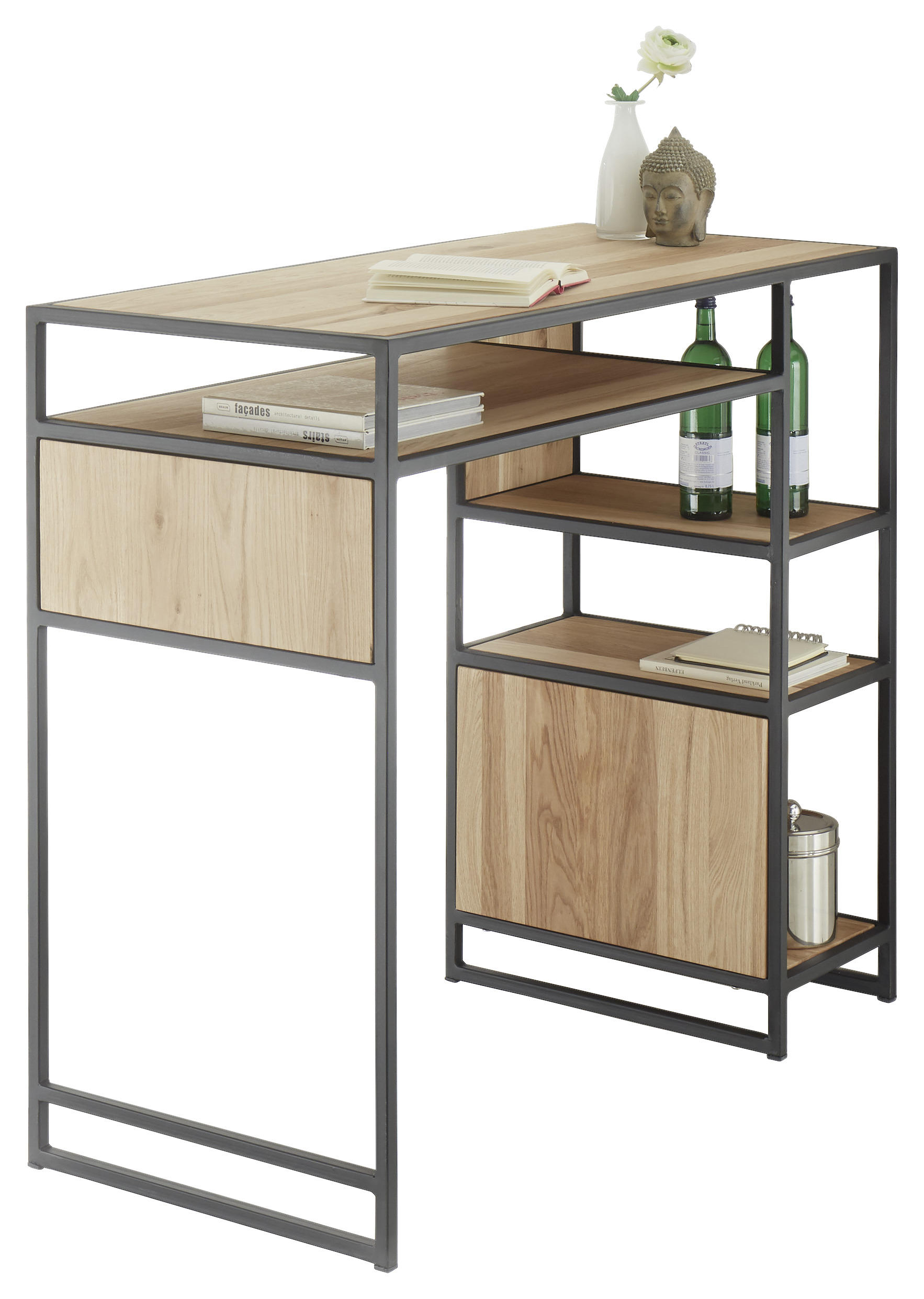 Bartisch in Holz, Metall 120/55/105 cm